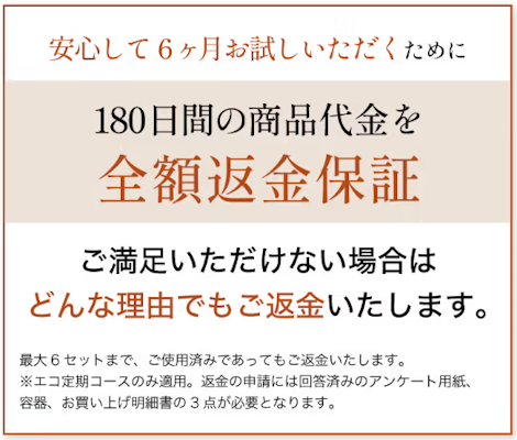 マイナチュレ,全額返金保証制度