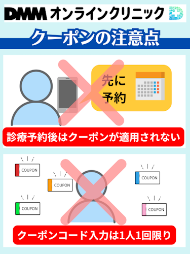 DMMオンラインクリニック,クーポンコード,注意点